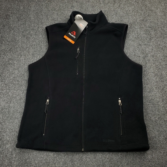 LL Bean Polartec Fleece Vest Jacket Mens Large Black Zip Up Classic 200 NEW - Picture 9 of 9